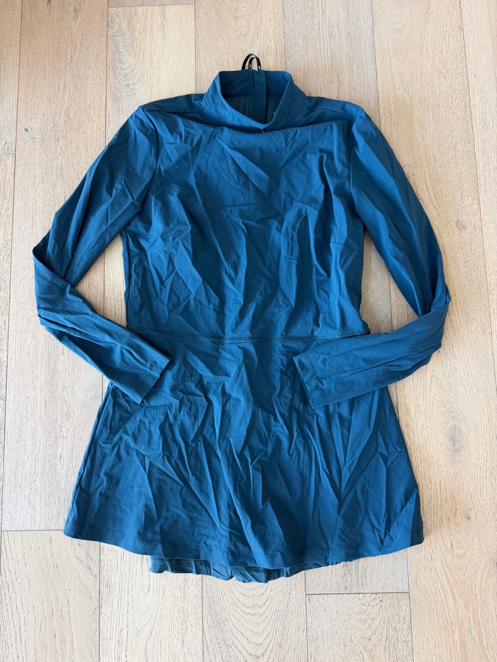 Bad Birdie Women's Medium Teal Blue Mock Neck Long Sleeve Athletic Golf Dress